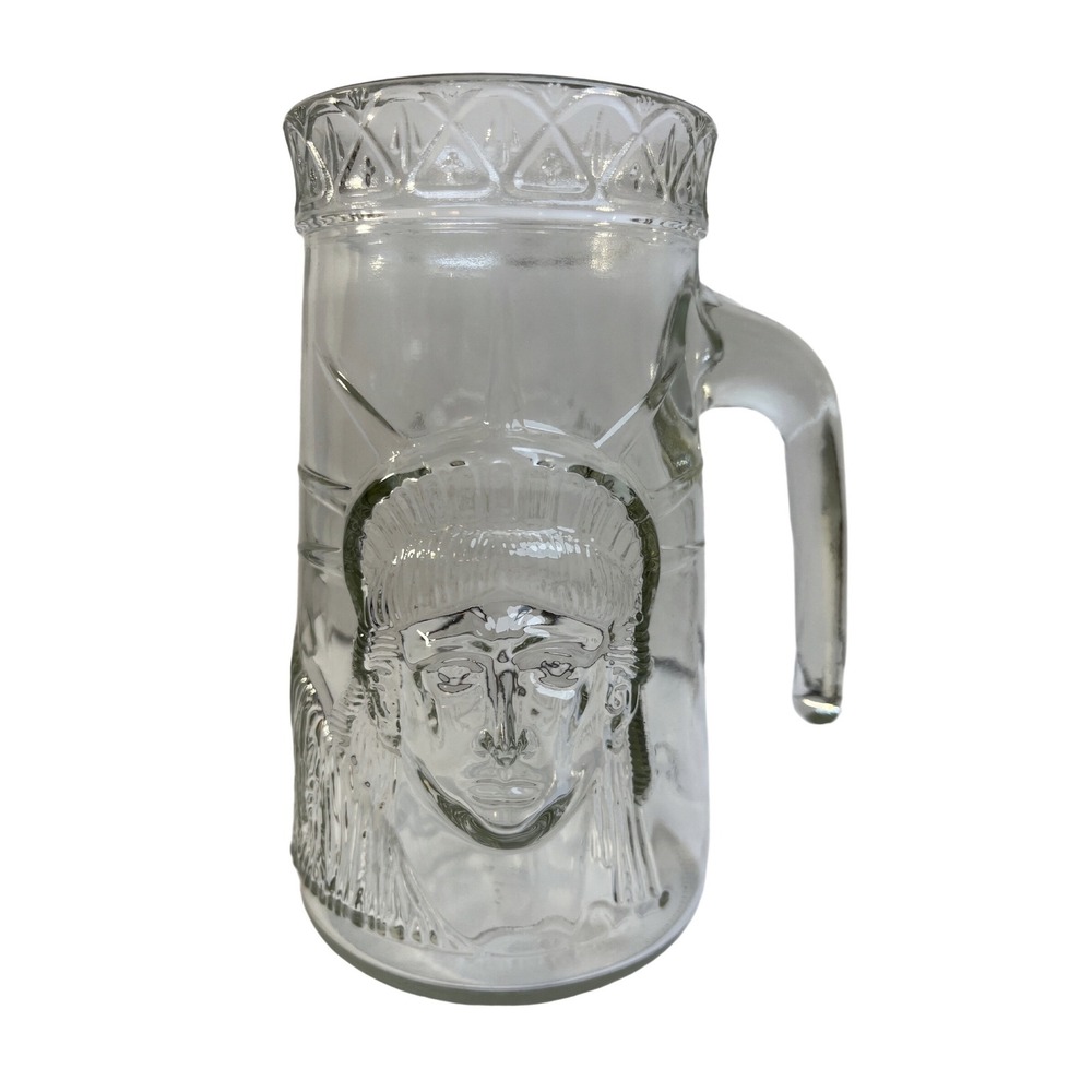 Vintage Anchor Glass Statue of Liberty Centennial 1886-1986 Beer Stein Mug Clear